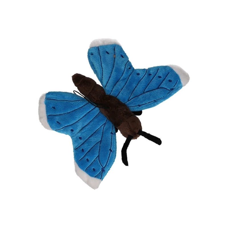 Pluche blauwe vlinder 21 cm -