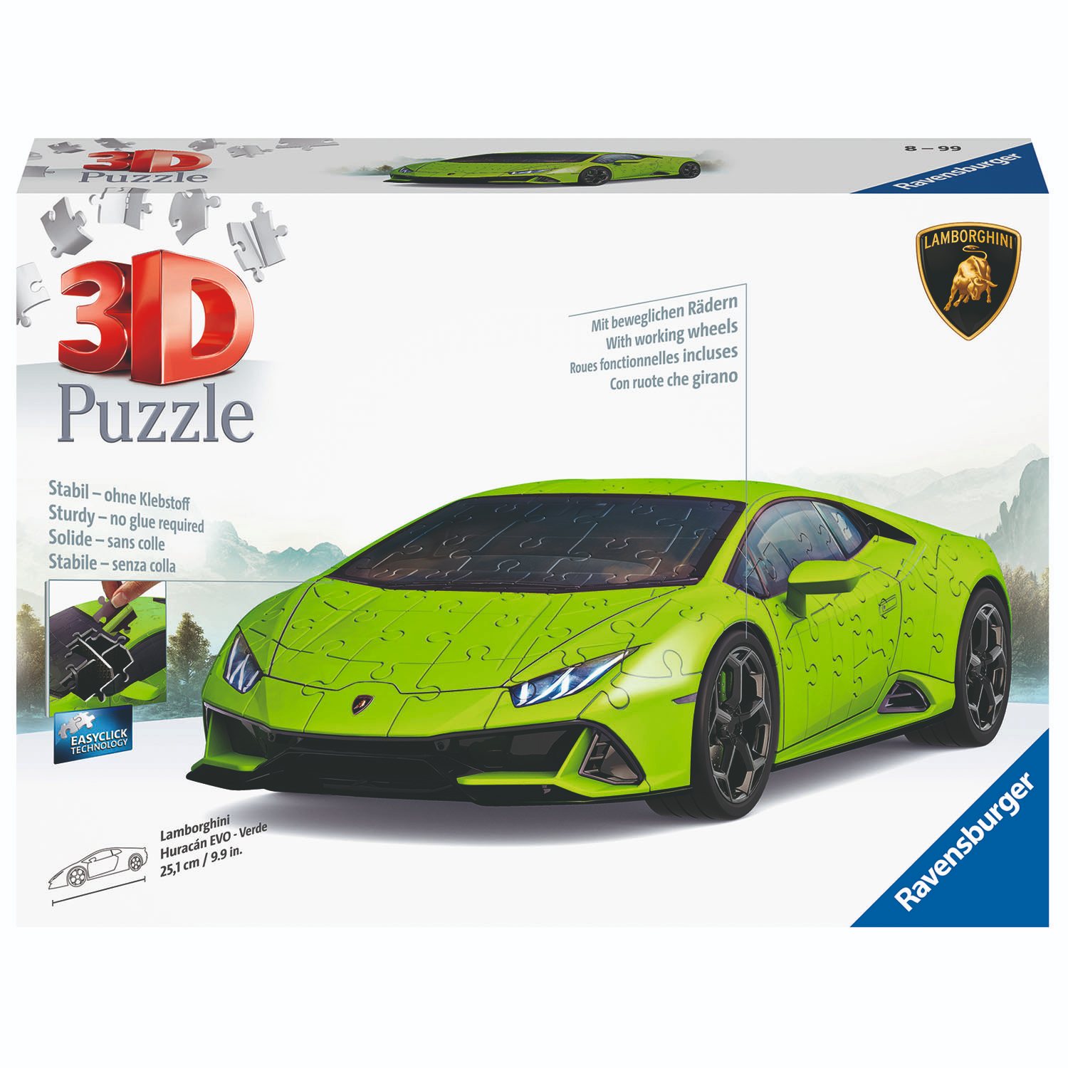 Ravensburger Verlag Ravensburger 11559 - Lamborghini Huracán EVO Verde, Maßstab 1:18, 3D-Puzzle, 108 Teile