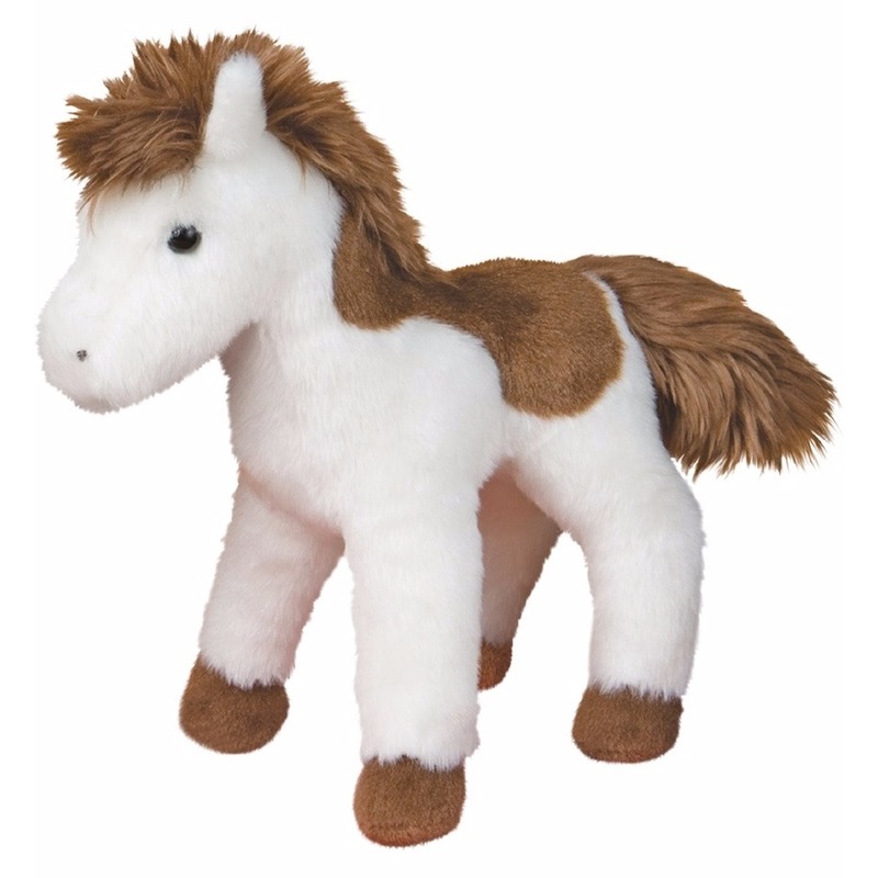 Merkloos Knuffel pony/paard Paint lichtbruin 20 cm -