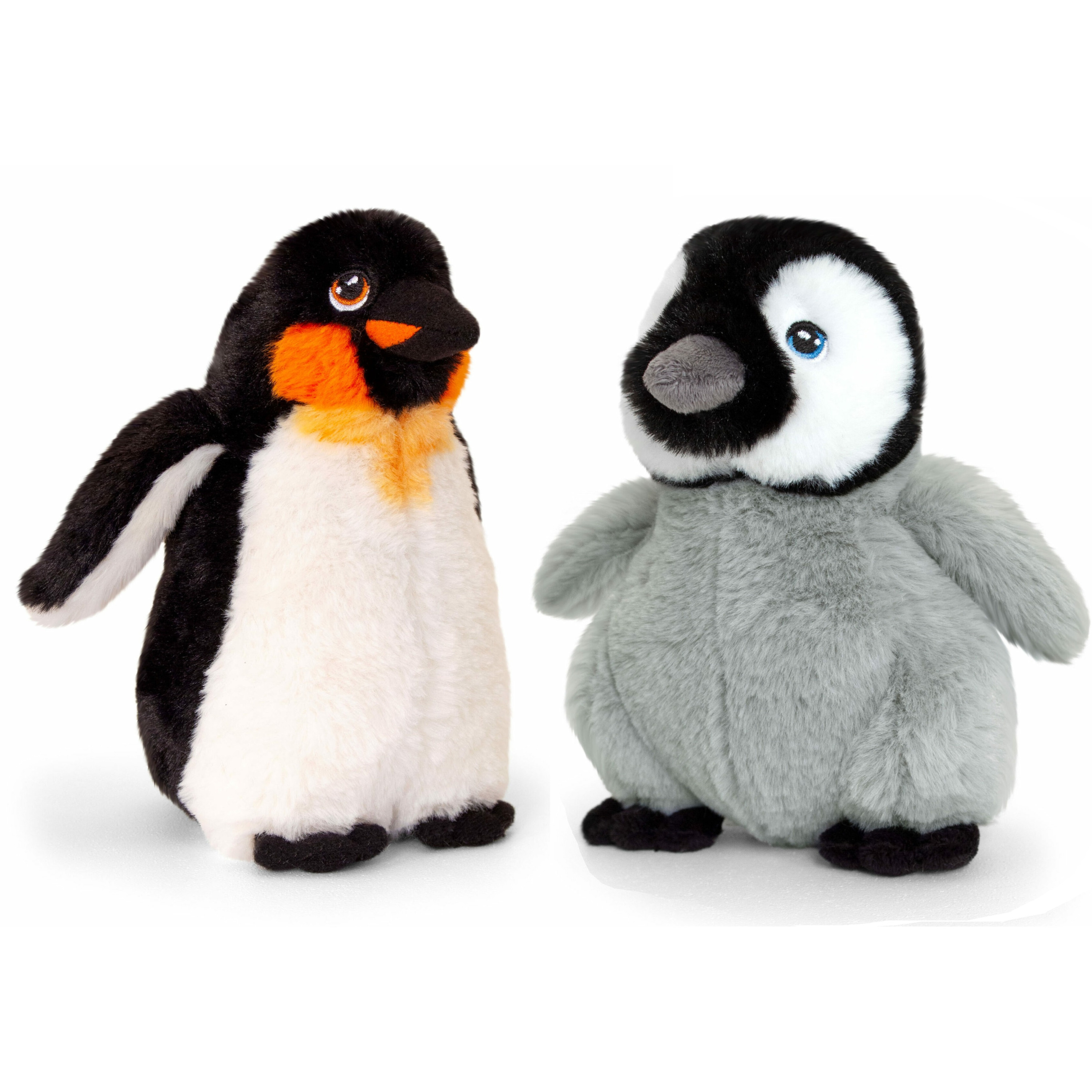Merkloos Keel Toys pluche Keizer pinguin met jong knuffeldieren - wit/zwart - staand - 25 cm -