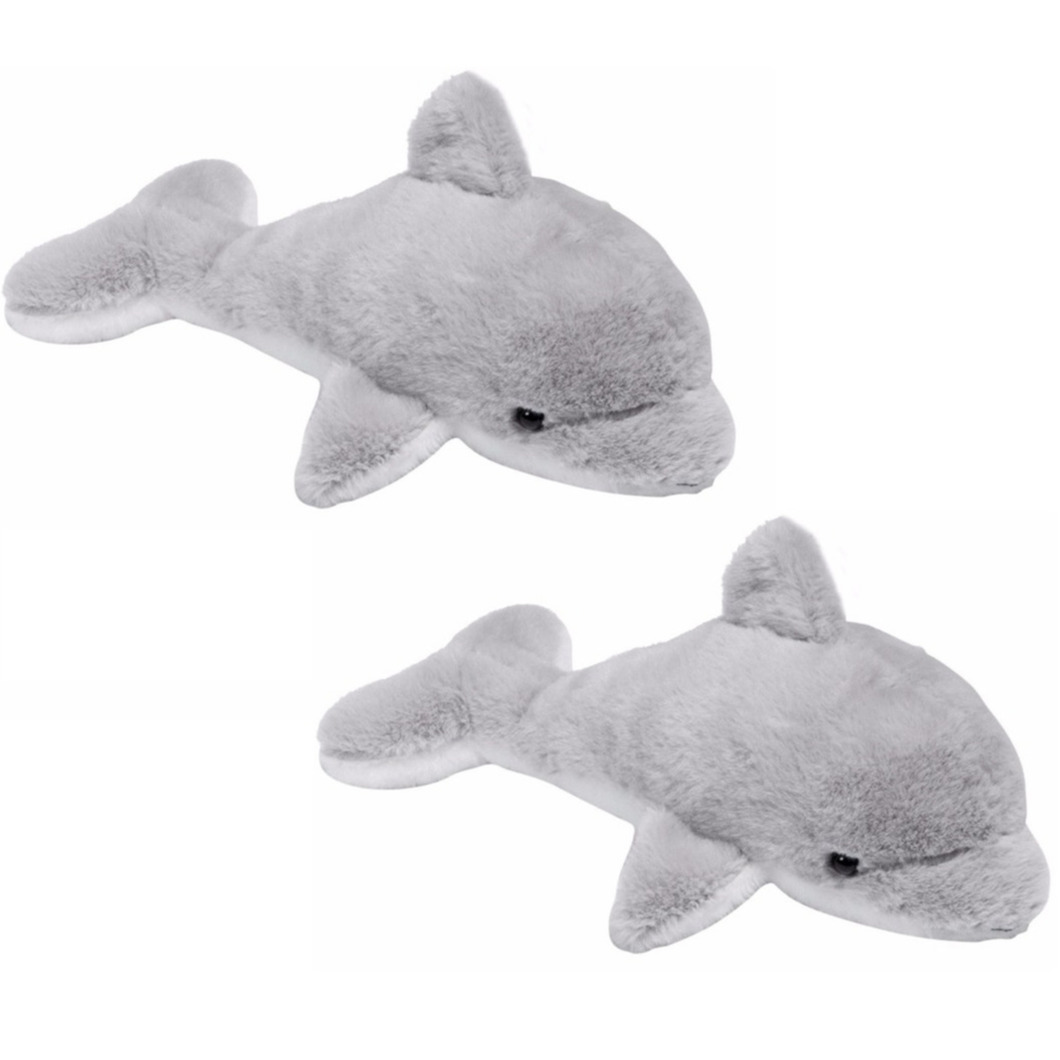 Merkloos Set van 4x stuks pluche grijze dolfijnen knuffels 20 cm -