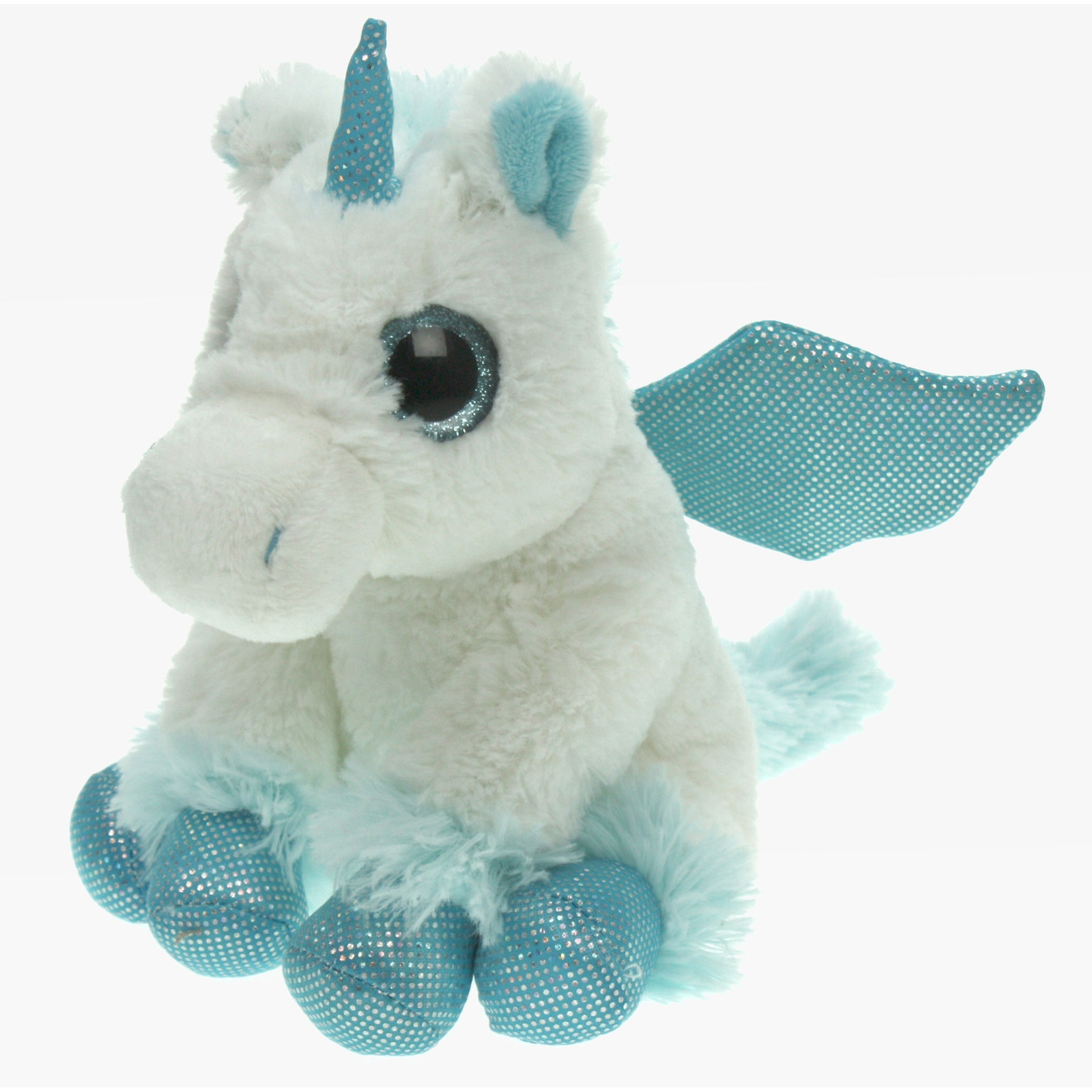 Cornelissen Pluche knuffel dieren Unicorn/eenhoorn wit/blauw van 20 cm -