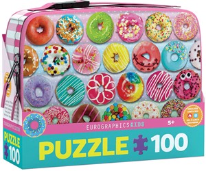 Eurographics 9100-5825 - Lunchbox, Brotdose mit Puzzle 100-Teile, Motiv: Donuts, Kids Collection