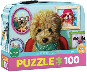Eurographics 9100-5818 - Lunchbox, Brotdose mit Puzzle 100-Teile, Motiv: Lucia Heffernan, Dinner Time, Kids Collection