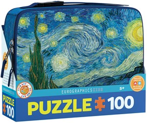 Eurographics 9100-1204 - Lunchbox, Brotdose mit Puzzle 100 Teile, Motiv: Sternennacht von Vincent van Gogh, Fine Art