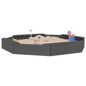 bonnevie Sandkasten mit Sitzen Grau Achteck Massivholz Kiefer vidaXL854995