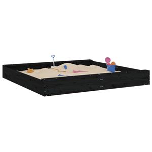 bonnevie Sandkasten mit Sitzen Schwarz Quadratisch Massivholz Kiefer vidaXL970435