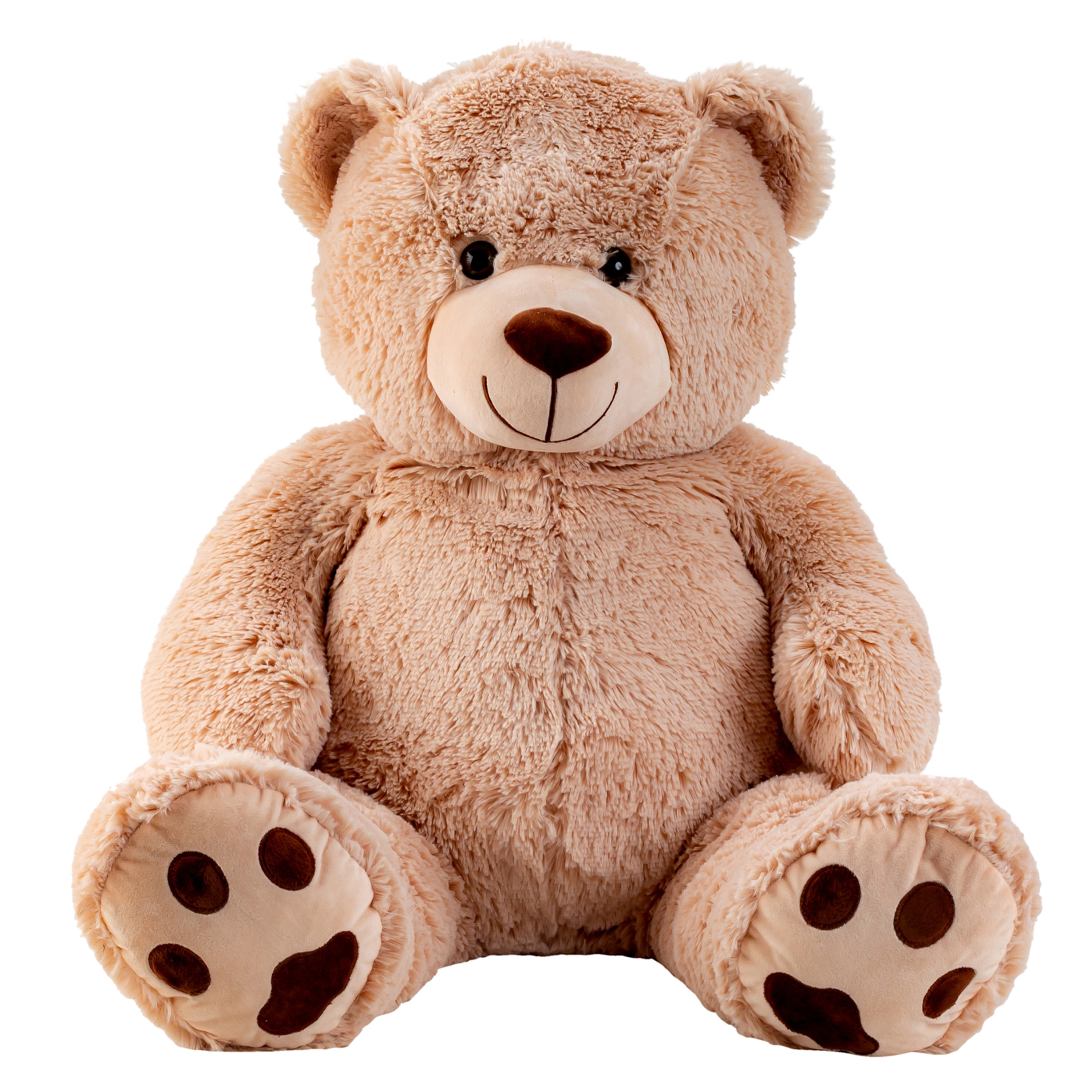 Merkloos Teddy beer knuffel van zachte pluche - 64 cm zittend/100 cm staand -
