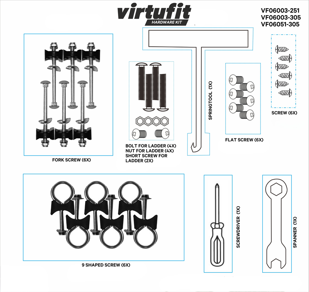 Virtufit onderdelen Hardware Kit VF06003-251, VF06003-305,  VF06051-305