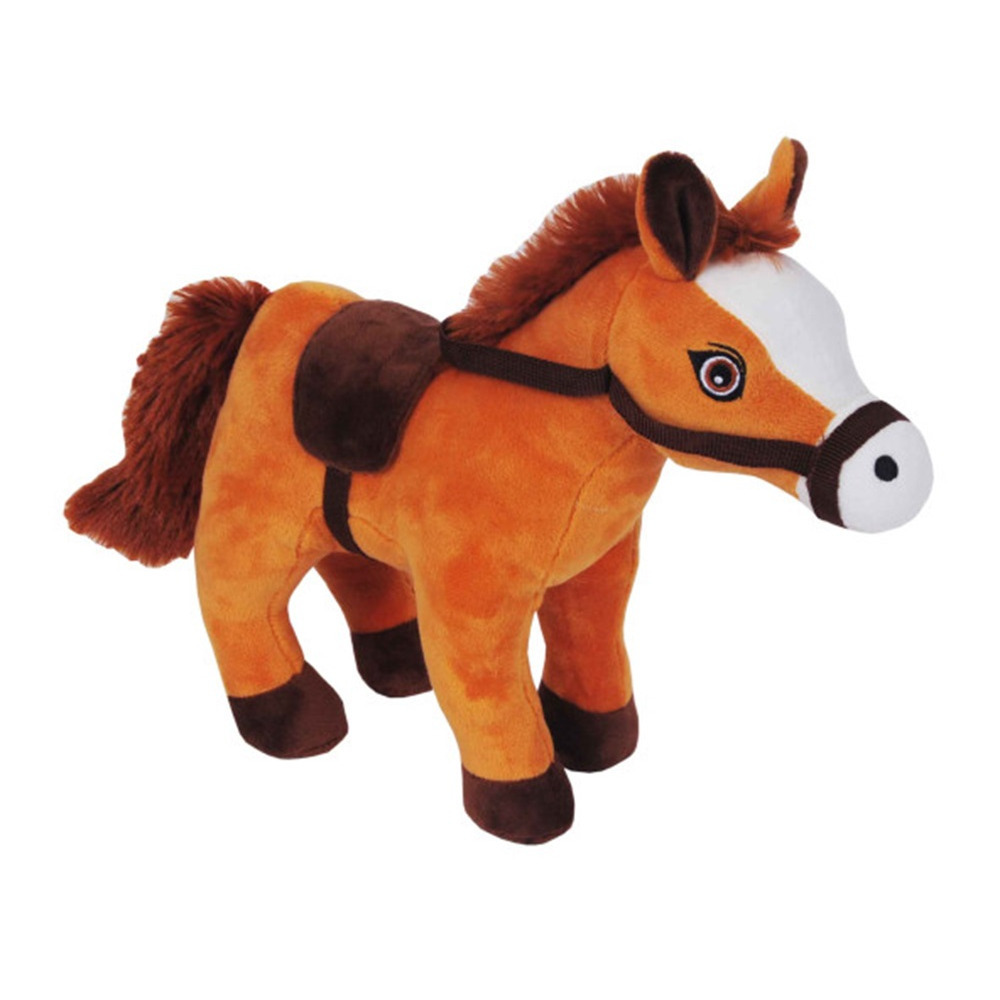Sandy Knuffeldier Paard Lola - zachte pluche stof - dieren knuffels - lichtbruin - 23 cm -