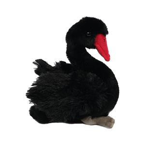 PIA Soft Toys Knuffeldier Zwaan - zachte pluche stof - zwart - premium kwaliteit knuffels - Vogels - 18 cm -