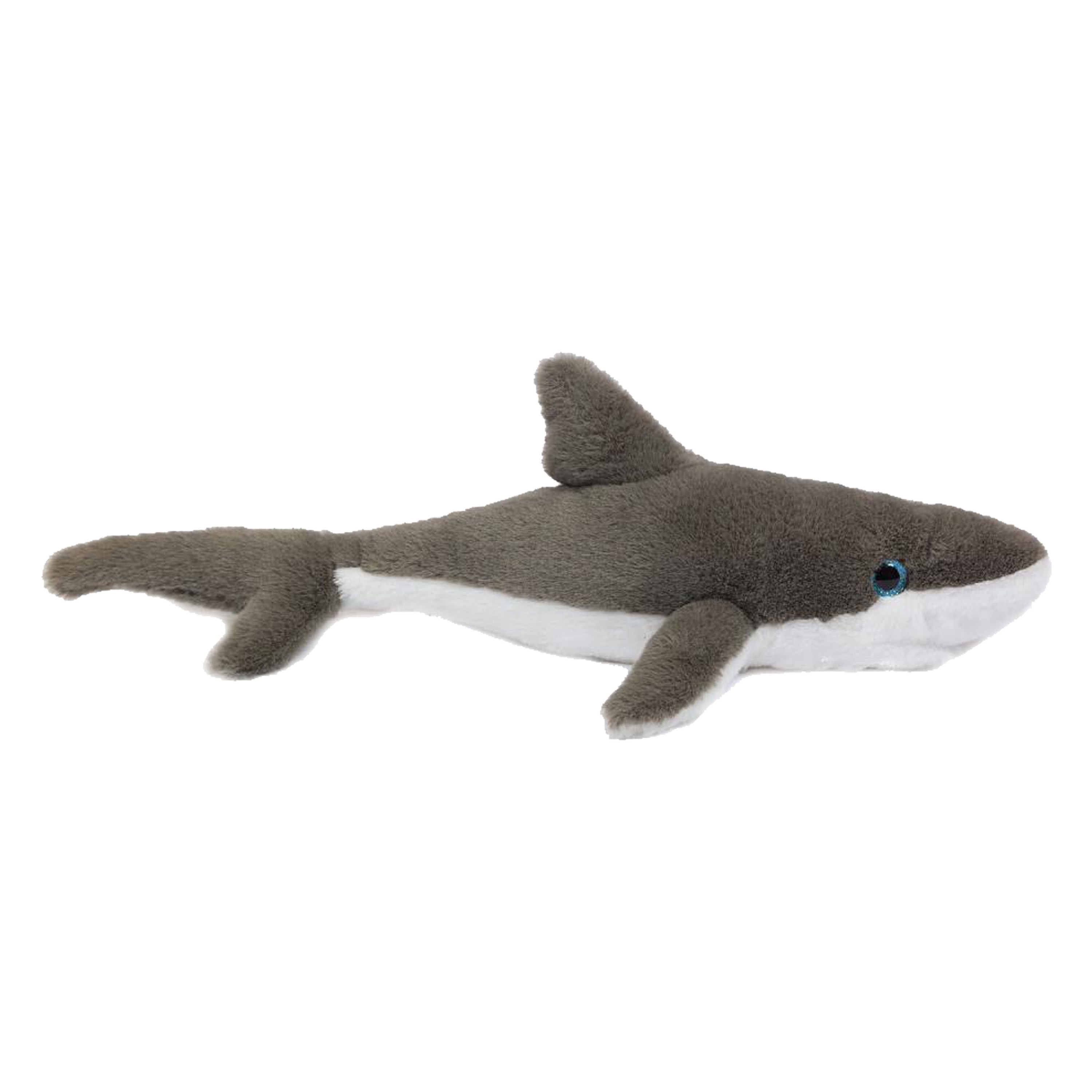 Knuffeldier Witte Haai - zachte pluche stof - premium kwaliteit knuffels - grijs - cm -