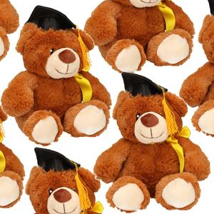 Merkloos Pakket van 8x stuks geslaagd thema cadeau pluche knuffel beertjes bruin 20 cm -