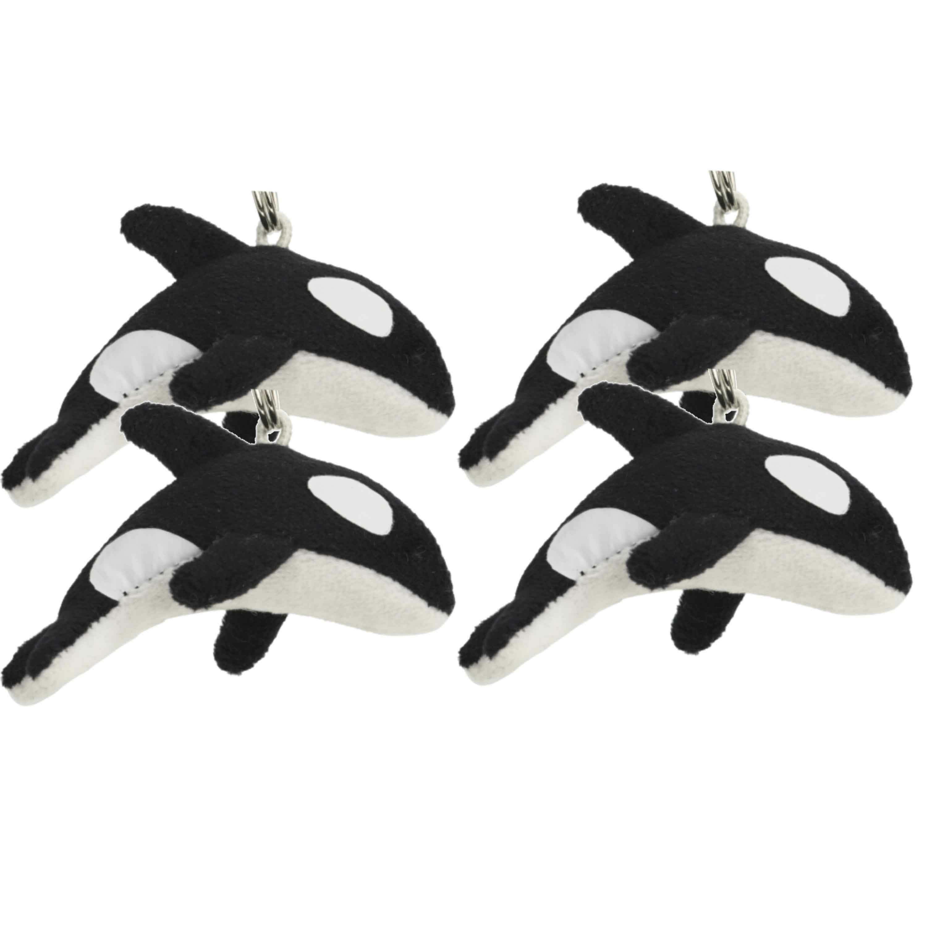 8x Pluche orka knuffel sleutelhanger 6 cm -