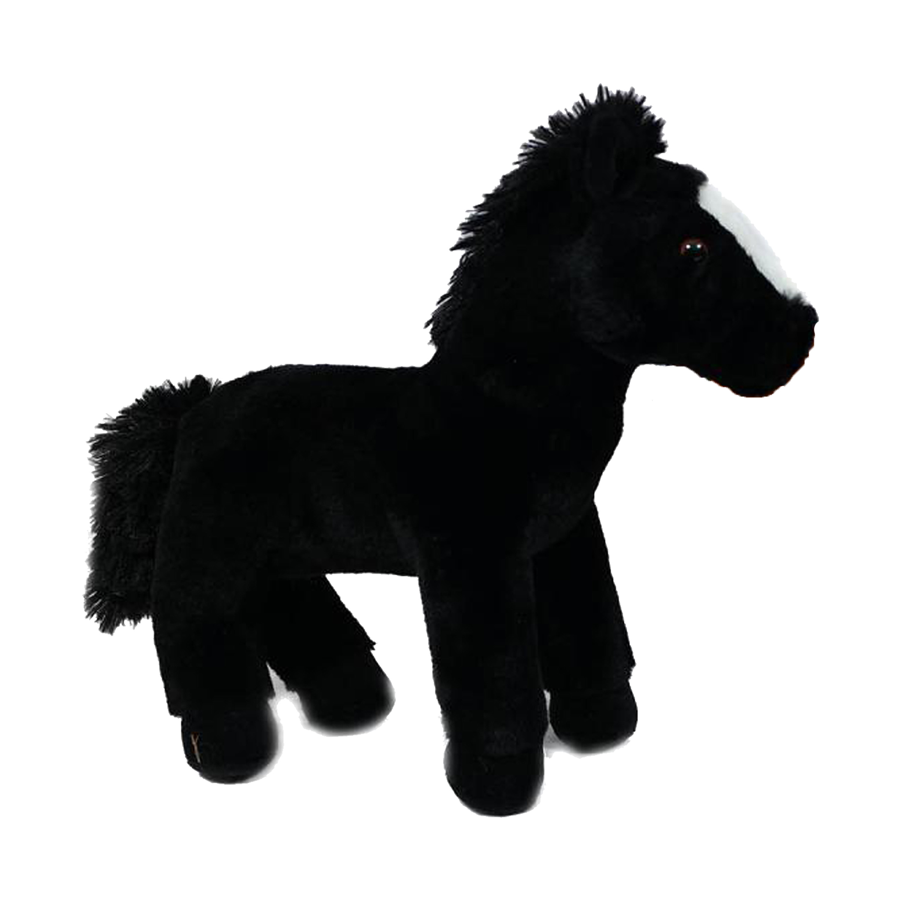 Knuffeldier Paard Winston - zachte pluche stof - premium kwaliteit knuffels - zwart - 30 cm -