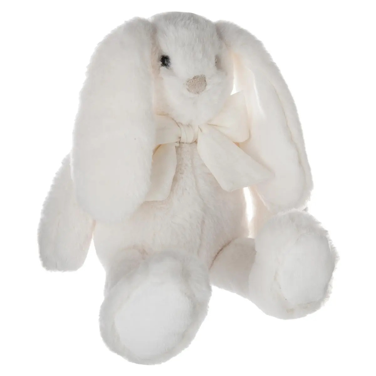 Atmosphera Knuffeldier konijn met strikje - zachte pluche stof - fluffy knuffels - creme wit - 30 cm -