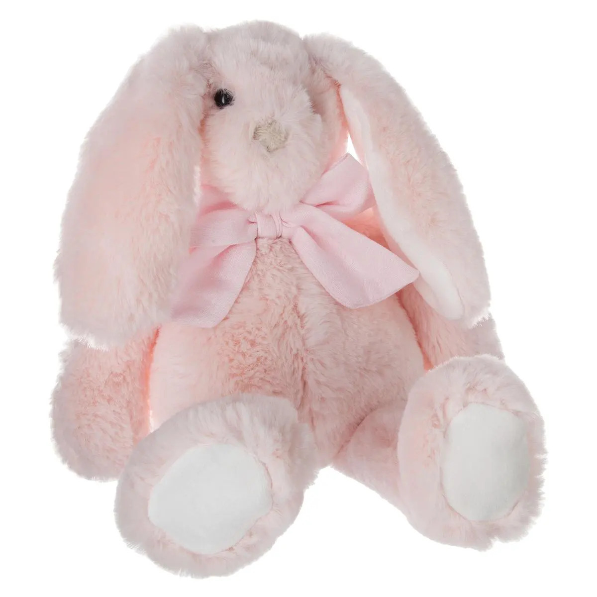 Atmosphera Knuffeldier konijn met strikje - zachte pluche stof - fluffy knuffels - lichtroze - 30 cm -