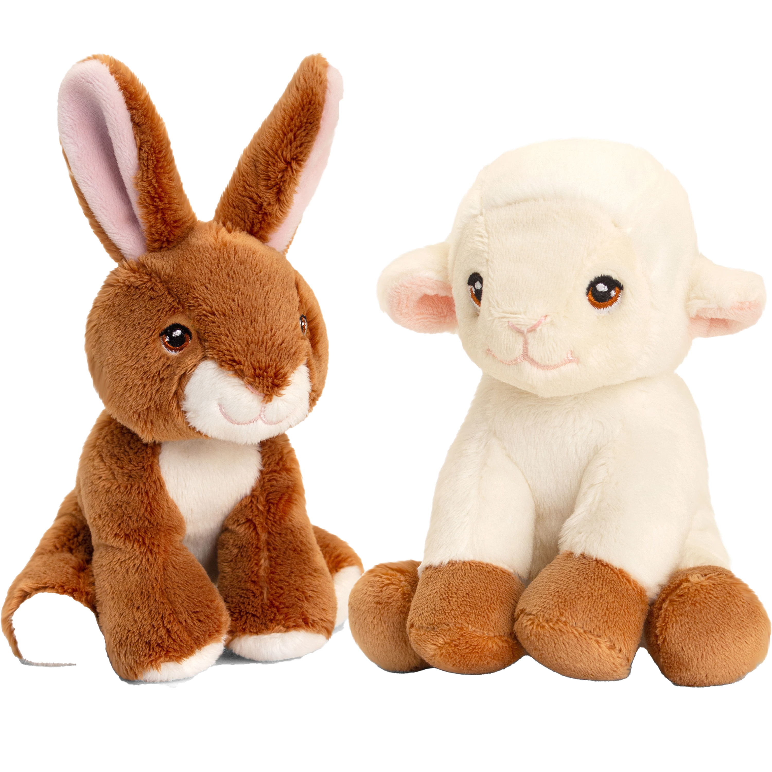 Keel Toys Pluche knuffels konijn en lammetje boerderij vriendjes 12 cm -