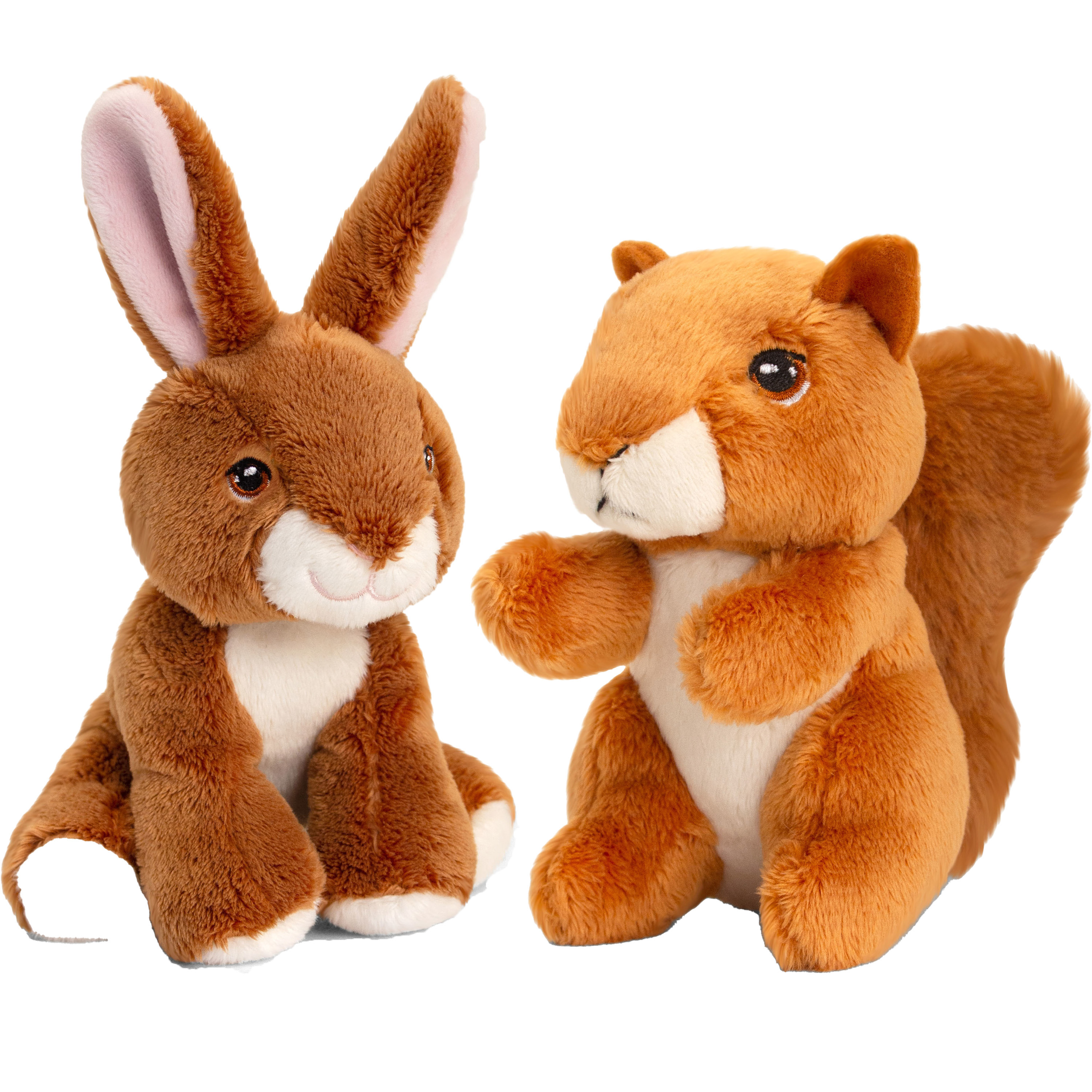 Keel Toys Pluche knuffels konijn en eekhoorn bosdieren vriendjes 12 cm -