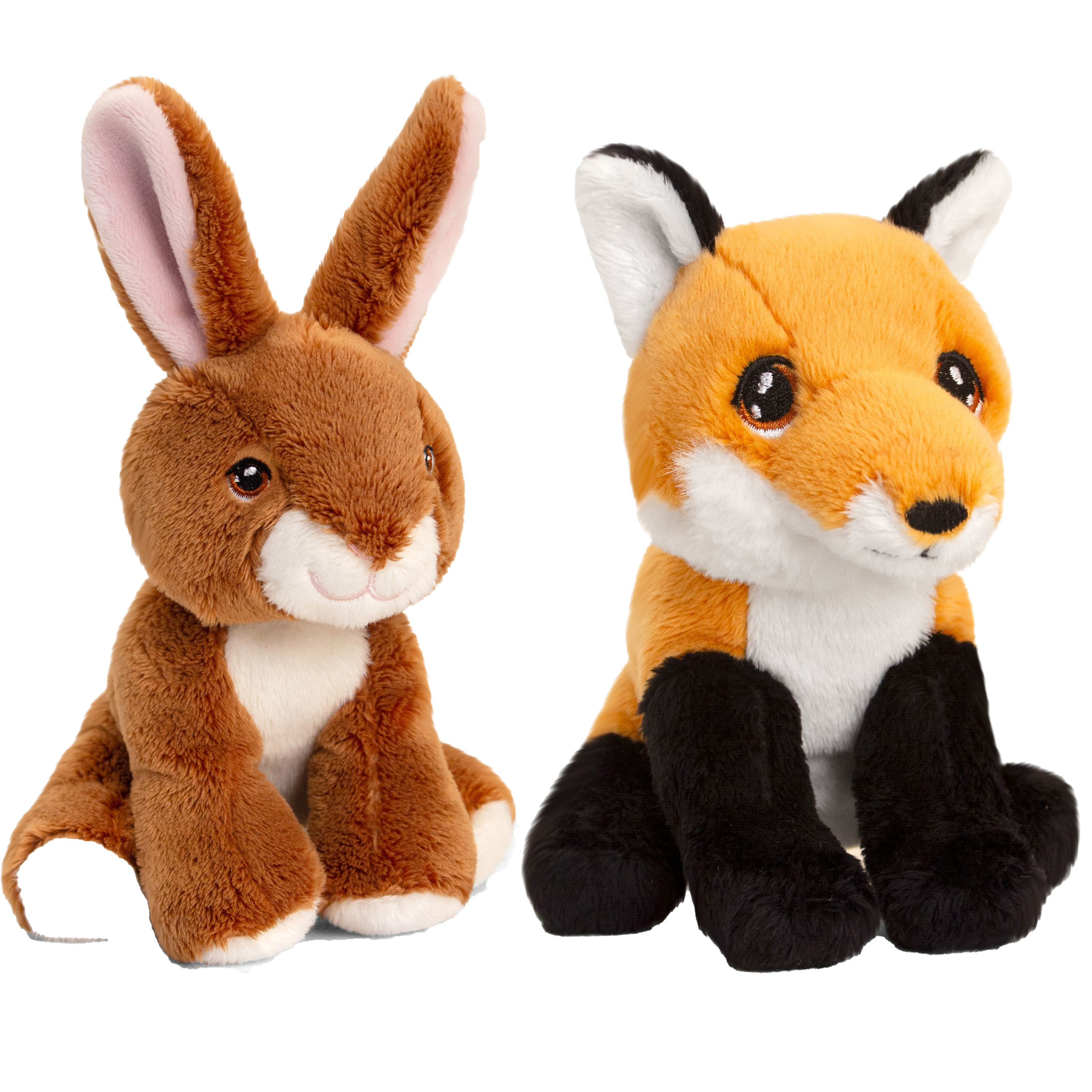 Keel Toys Pluche knuffels konijn en rode vos bosdieren vriendjes 12 cm -