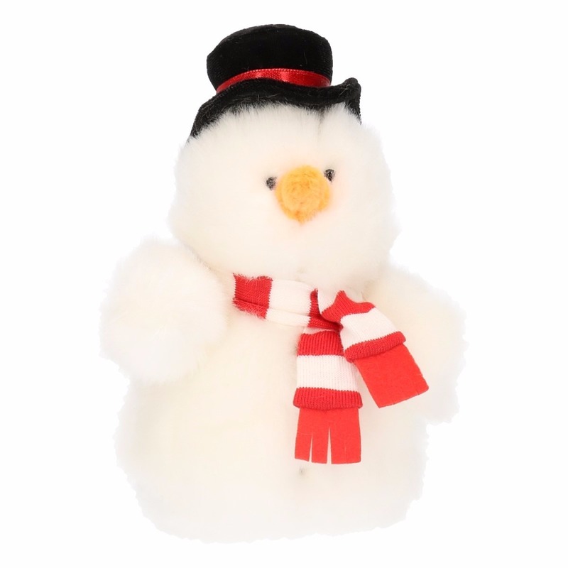 Merkloos Pluche sneeuwpop knuffel pop 14 cm -