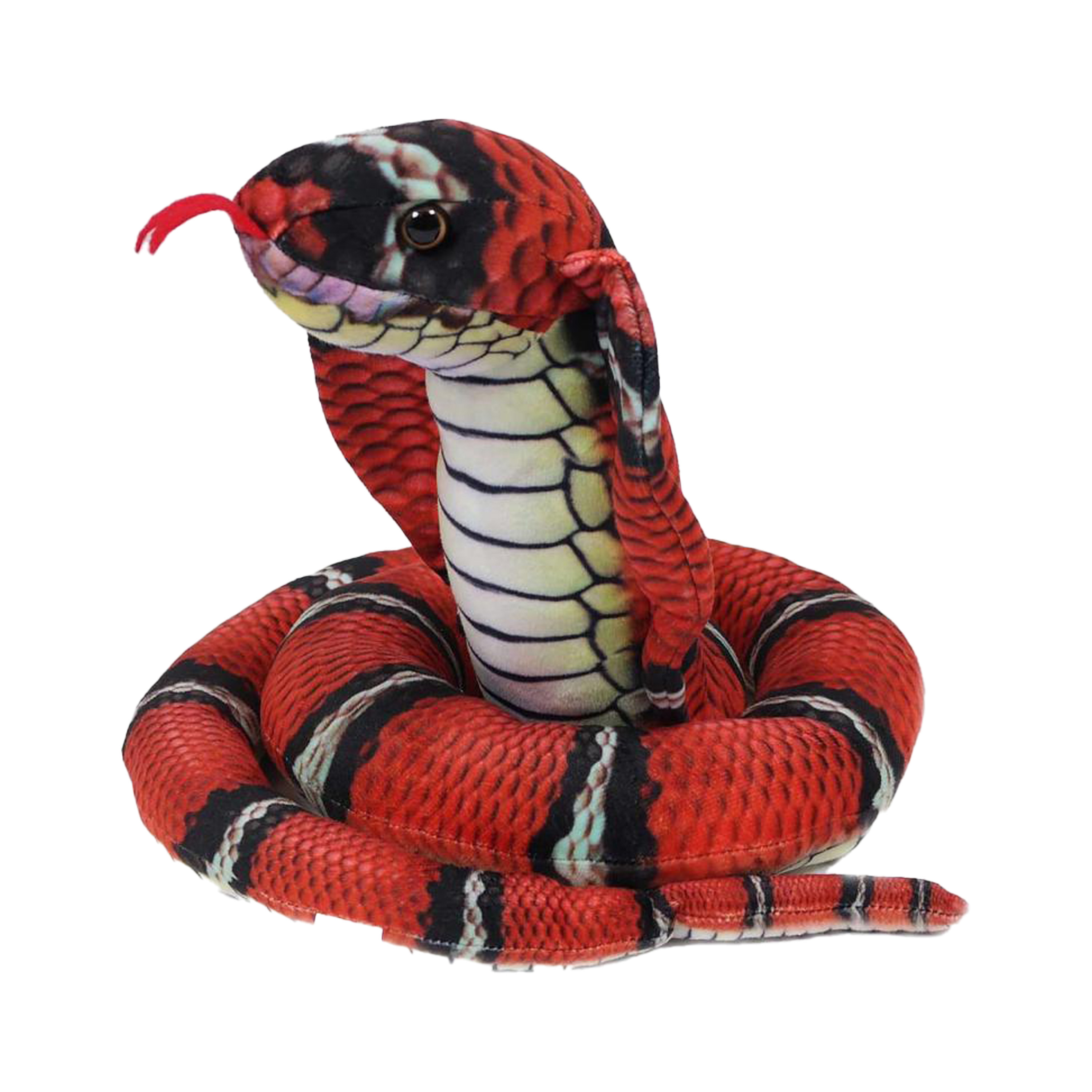 Pia Toys Knuffeldier Cobra slang - zachte pluche stof - rood - kwaliteit knuffels - 120 cm -