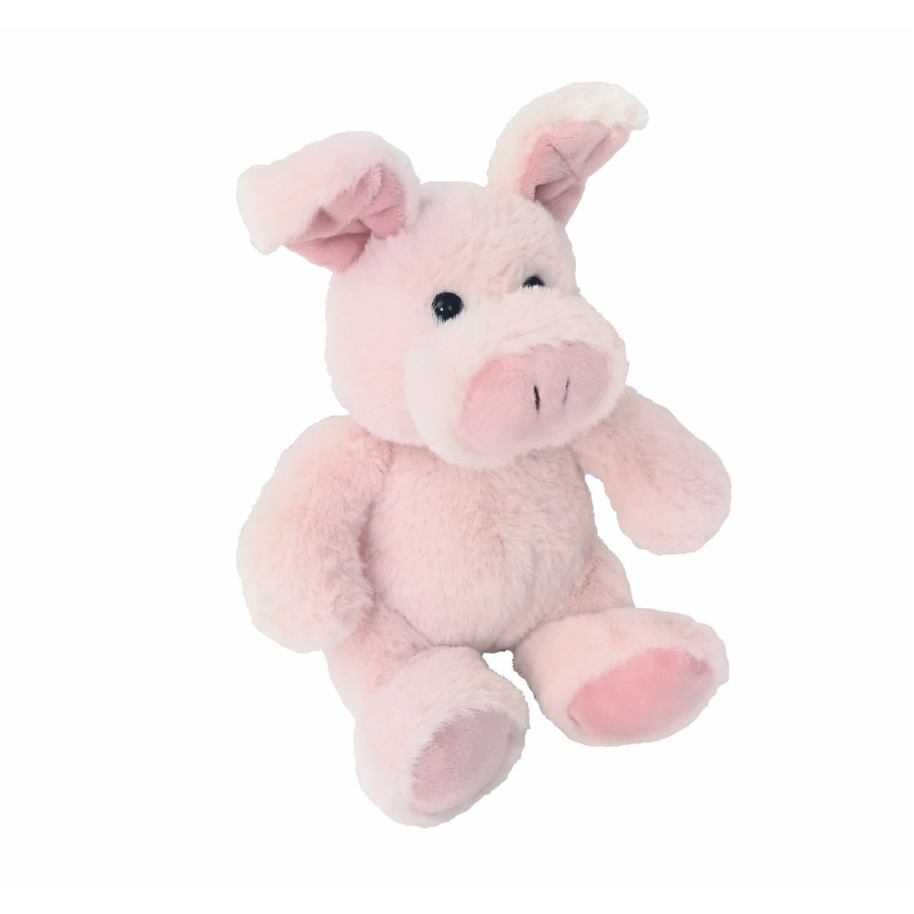 Inware Pluche varken/biggetje knuffel - zittend - roze - polyester - 16 cm -