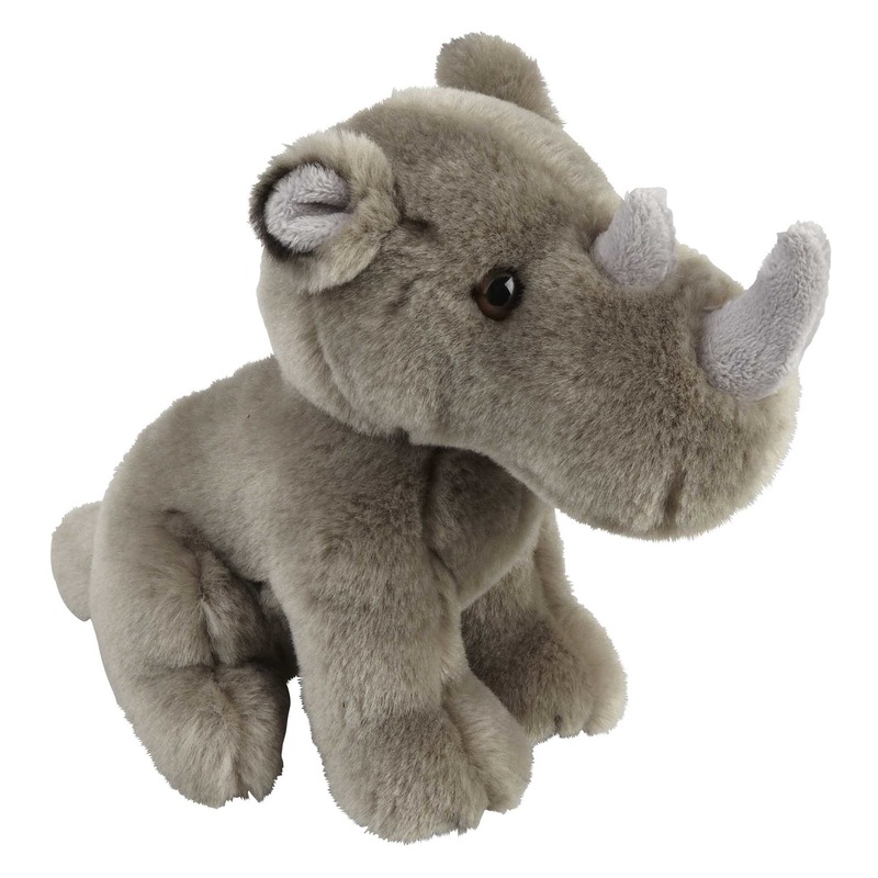 Pluche grijze neushoorn knuffel 18 cm speelgoed -