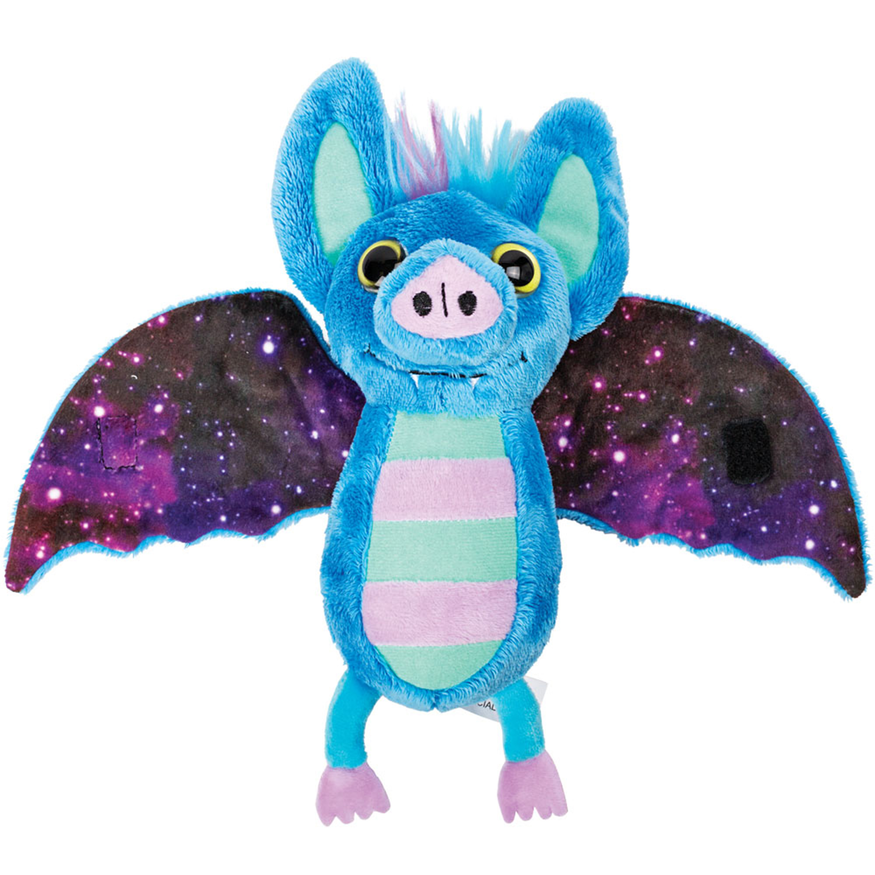 Suki Gifts Pluche knuffeldier vleermuis - lichtblauw/paars - 17 cm - speelgoed -