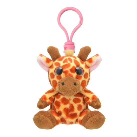 Pluche mini knuffel giraf sleutelhanger 9 cm -
