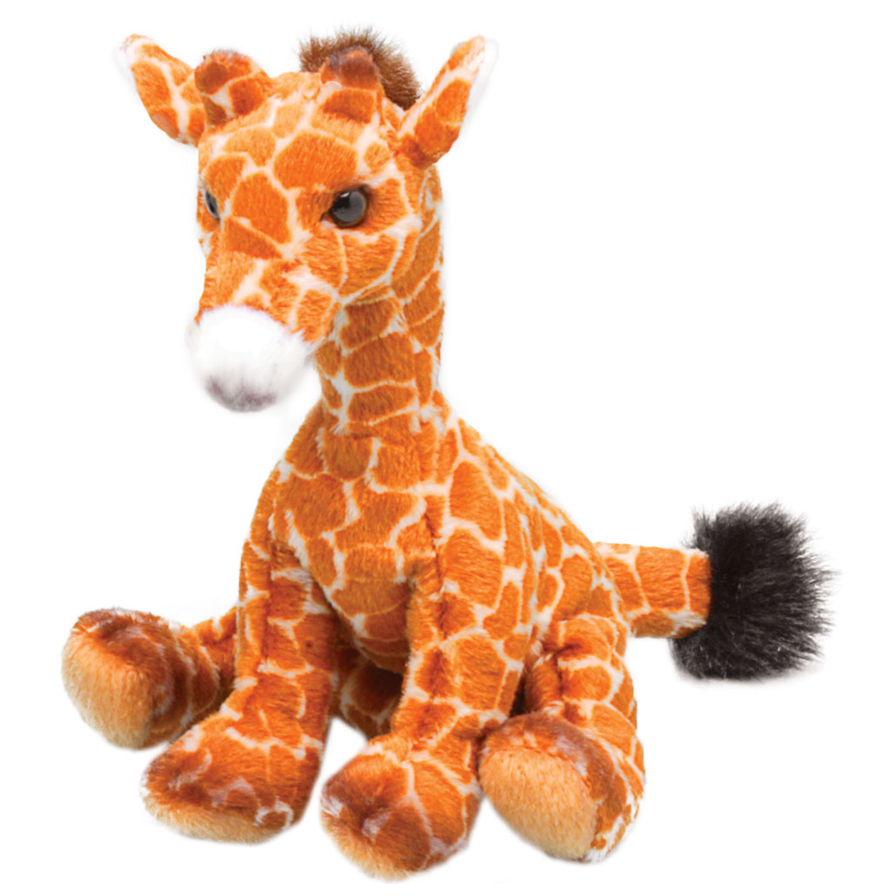 Pluche knuffeldier Giraffe - gevlekt bruin - 13 cm - safari thema -