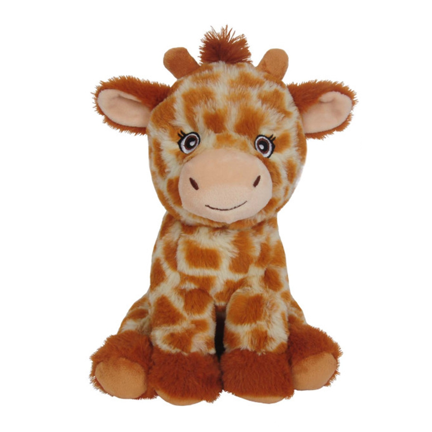 Sandy Knuffeldier Giraffe Elvira - zachte pluche stof - wilde dieren knuffels - bruin - 24 cm -