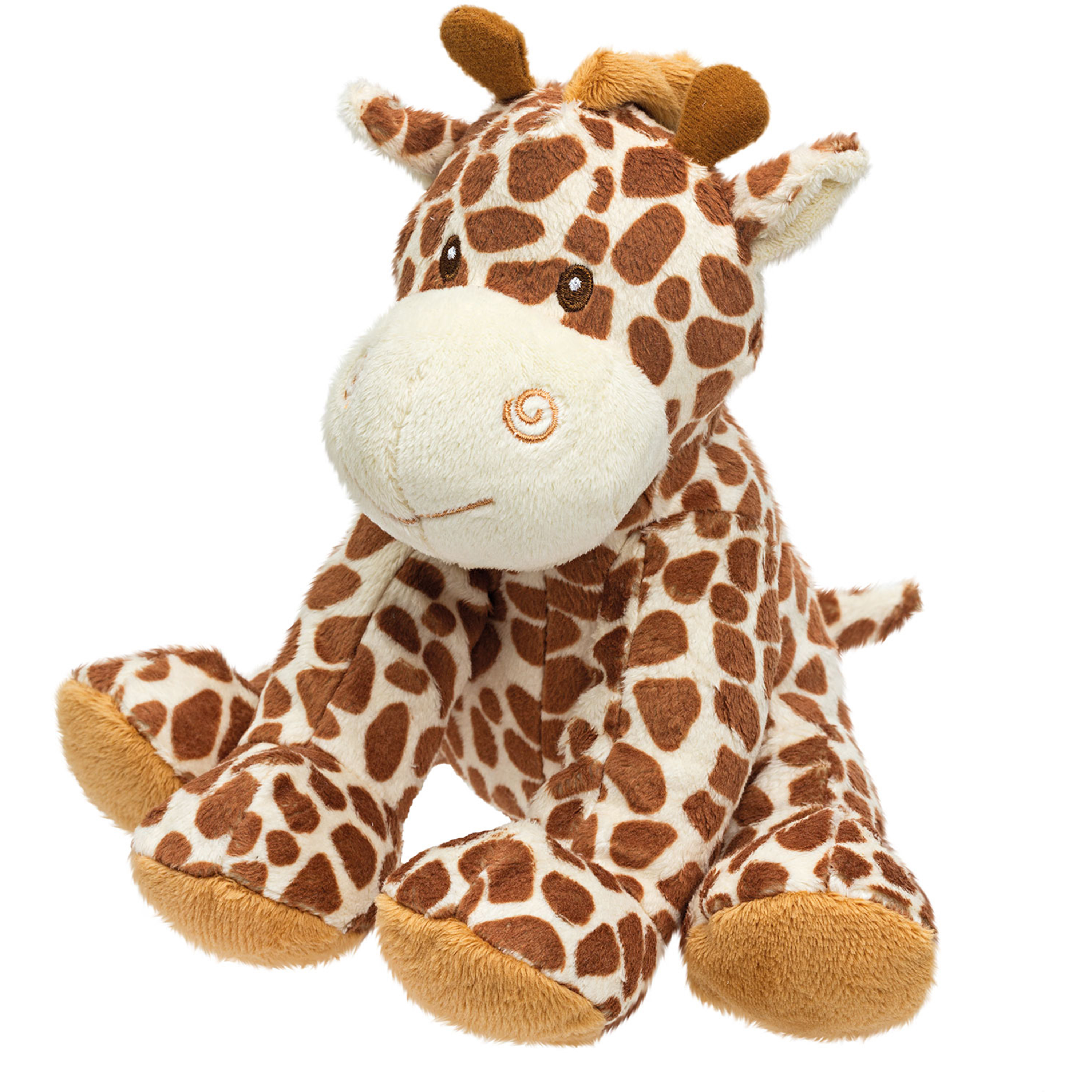 Suki Gifts pluche gevlekte giraffe knuffeldier - lichtbruin/wit - zittend - 18 cm -