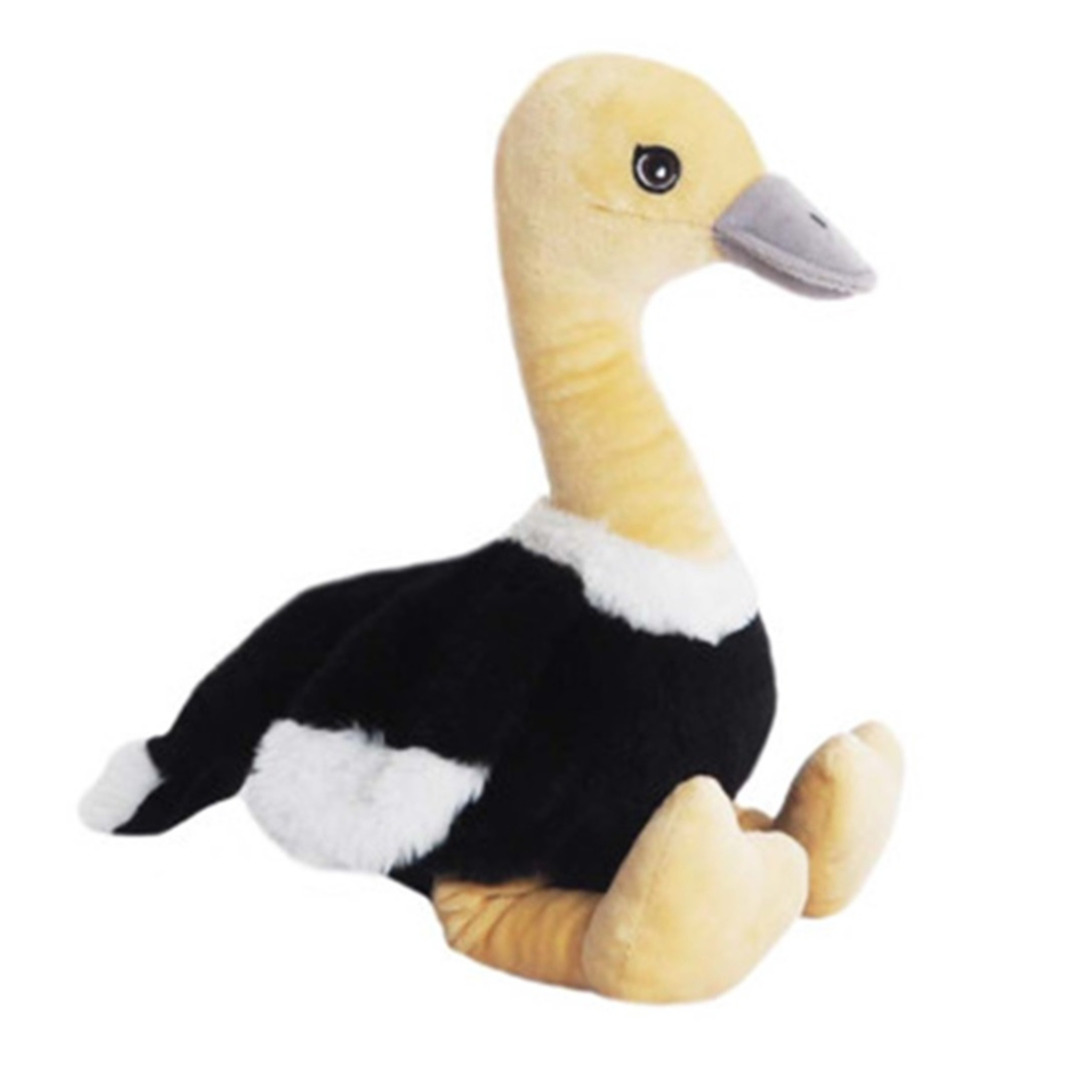 Sandy Knuffeldier Struisvogel Biggy - zachte pluche stof - dieren knuffels - zwart/wit - cm -