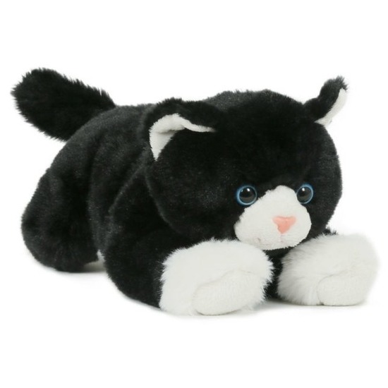 Semo Pluche zwart/witte poes/kat knuffel liggend 25 cm speelgoed -