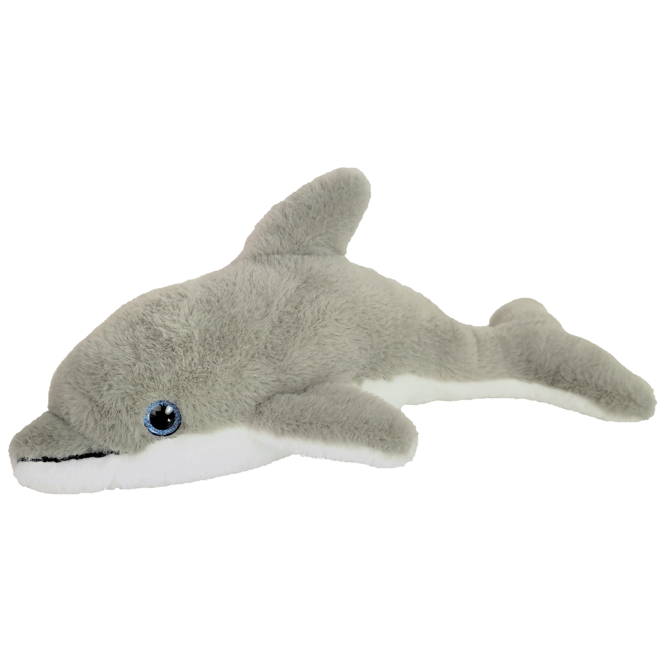 Inware pluche dolfijn knuffeldier - grijs/wit - zwemmend - 32 cm -