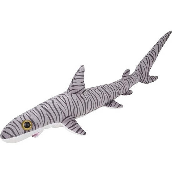 Nature Planet Grote pluche gestreepte tijgerhaai knuffel 110 cm speelgoed -