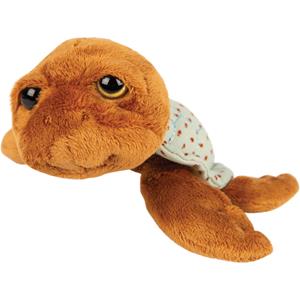 pluche zeeschildpad Jules knuffeldier - cute eyes - donkerbruin - 14 cm -