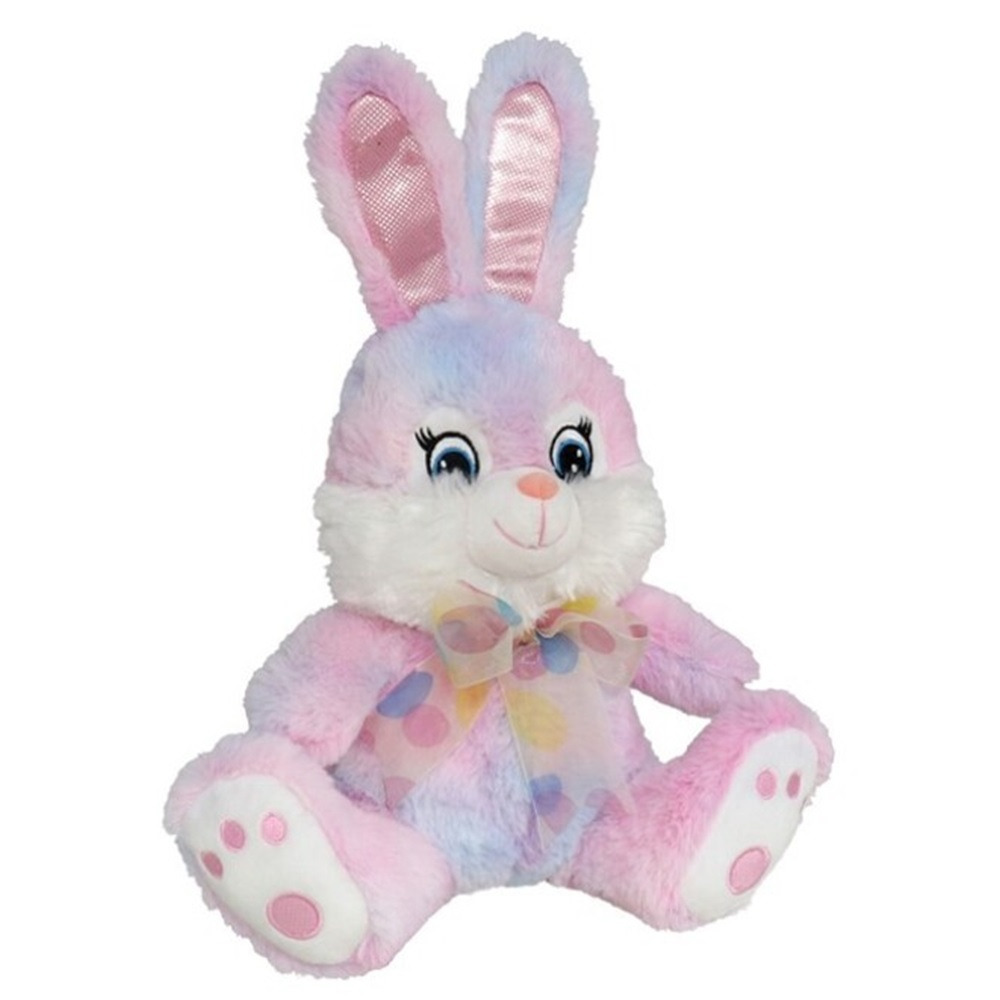 Paashaas/haas/konijn knuffel dier - zachte pluche - roze - 20 cm - met strikje -