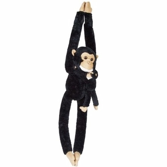 Ravensden Pluche hangende chimpansee met baby knuffel 84 cm -