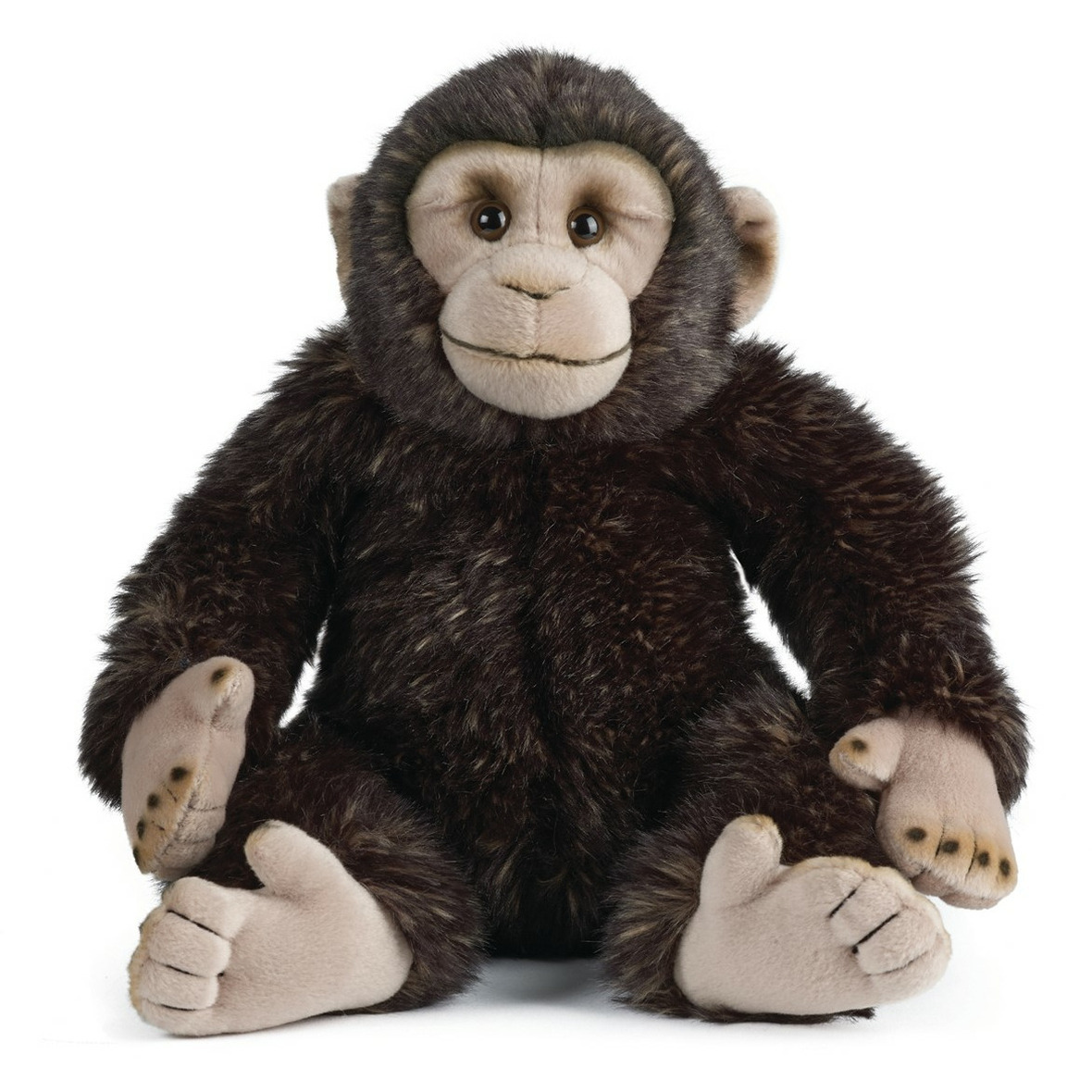 Living Nature Pluche bruine chimpansee aap/apen knuffel 30 cm -