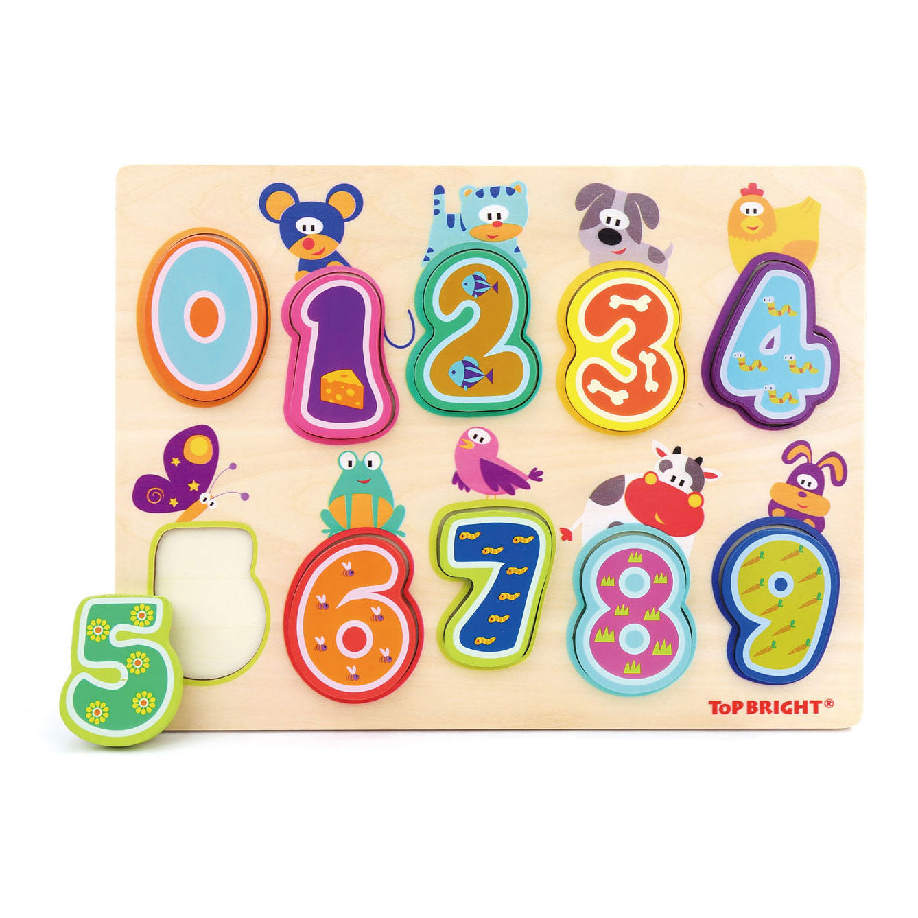 TOPBRIGHT Wooden Puzzle Animals and Numbers 10pcs. Holz
