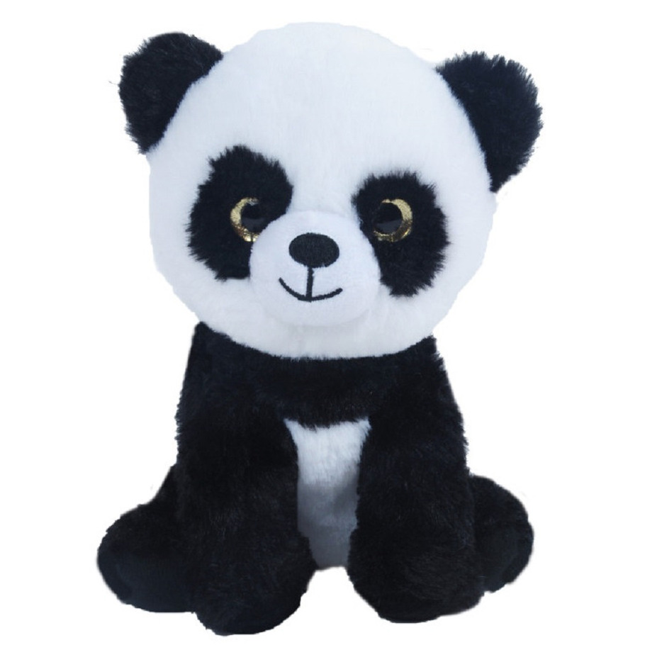 Sandy Knuffeldier Panda beer Bamboo - zachte pluche stof - dieren knuffels - zwart/wit - 21 cm -
