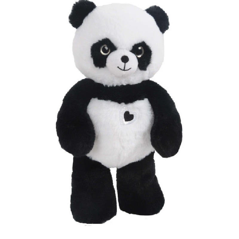 Sandy Knuffeldier Panda beer Bamboo - zachte pluche stof - dieren knuffels - zwart/wit - 32 cm -