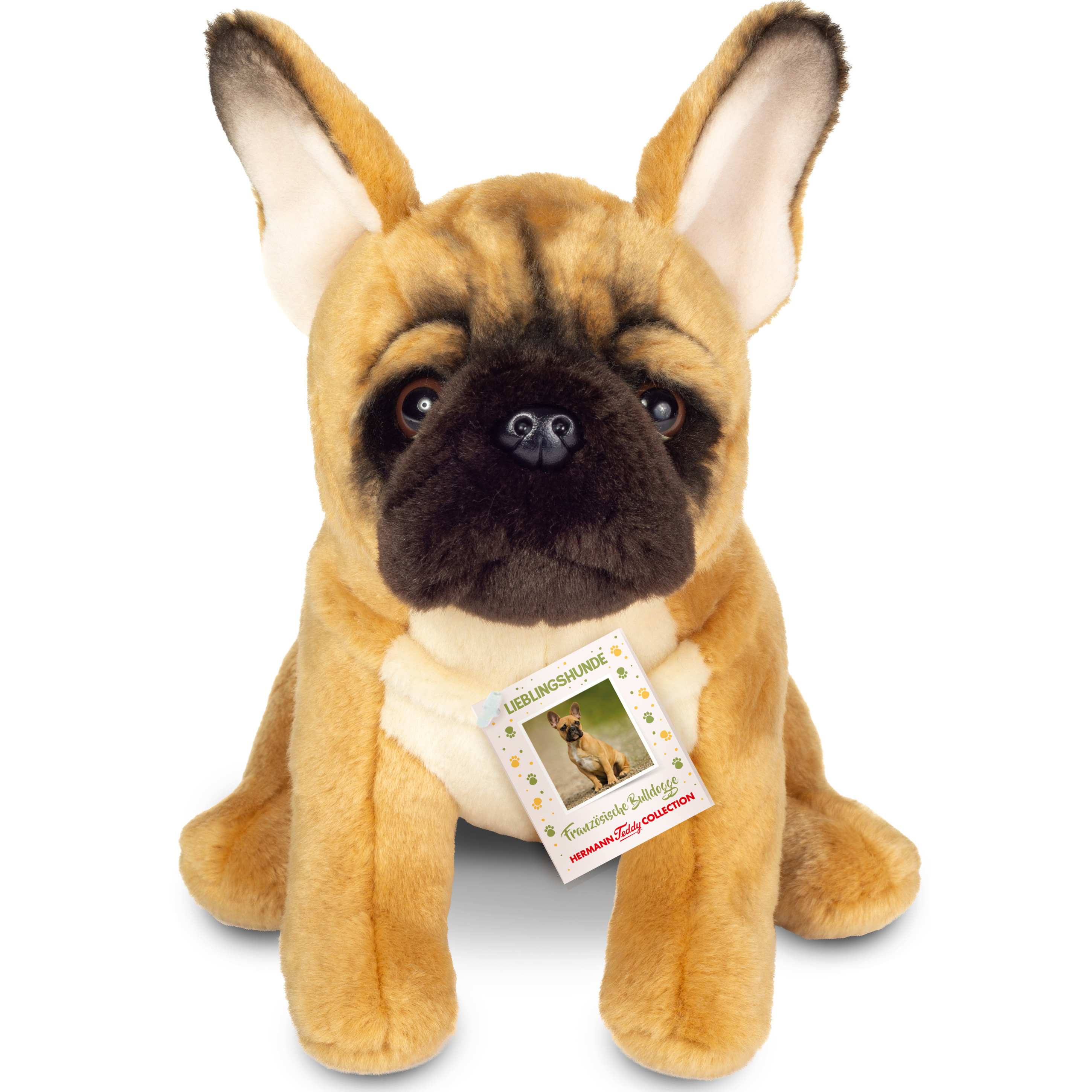 Hermann Teddy Knuffeldier hond Franse Bulldog - zachte pluche stof - premium knuffels - multi kleuren - 27 cm -