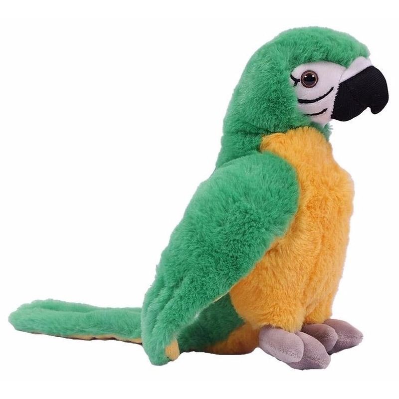 PIA Soft Toys Pluche papegaai knuffel groen 24 cm -