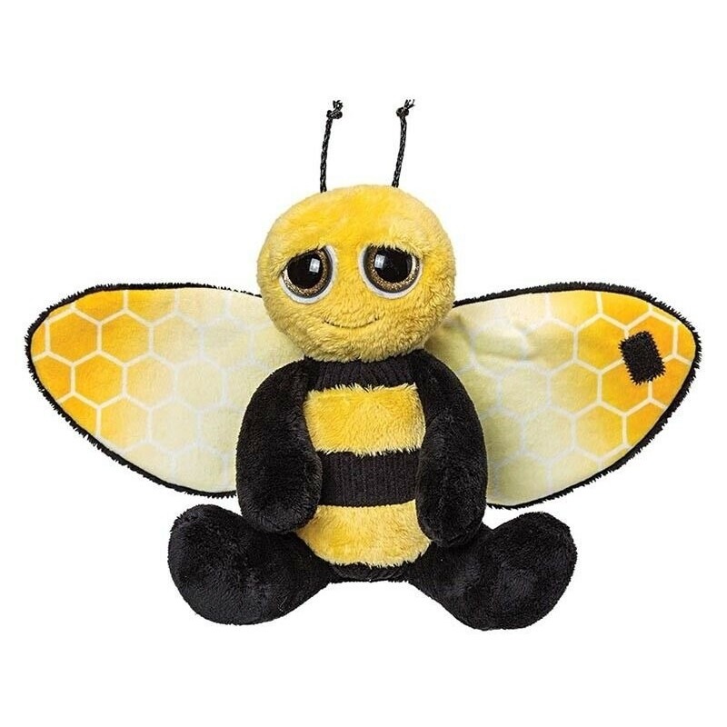 Suki Gifts Pluche zwart/gele bijen knuffel 18 cm speelgoed -