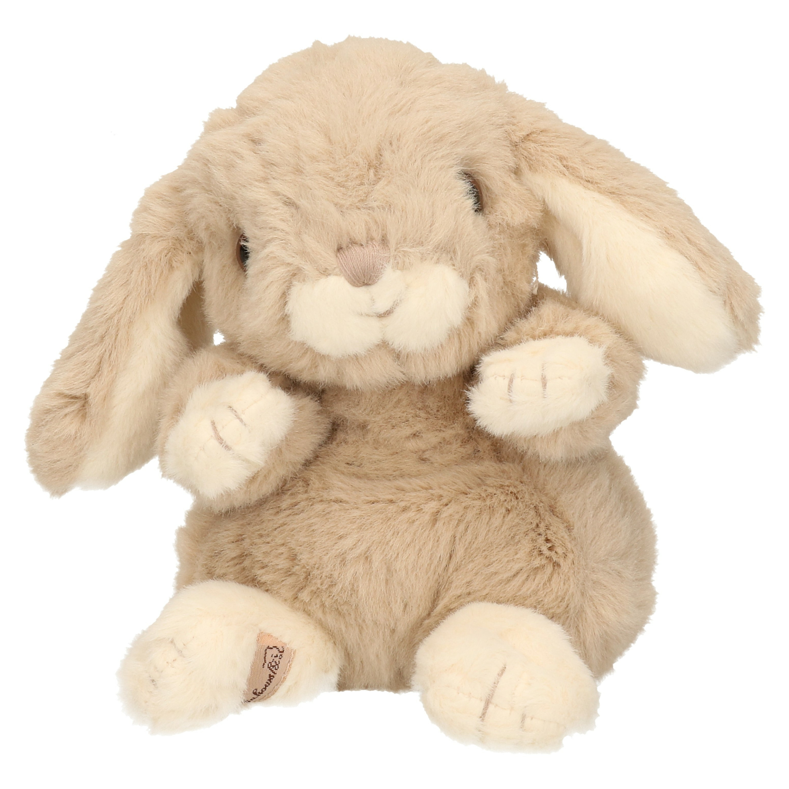 Bukowski pluche konijn knuffeldier - beige - zittend - 15 cm - luxe knuffels -