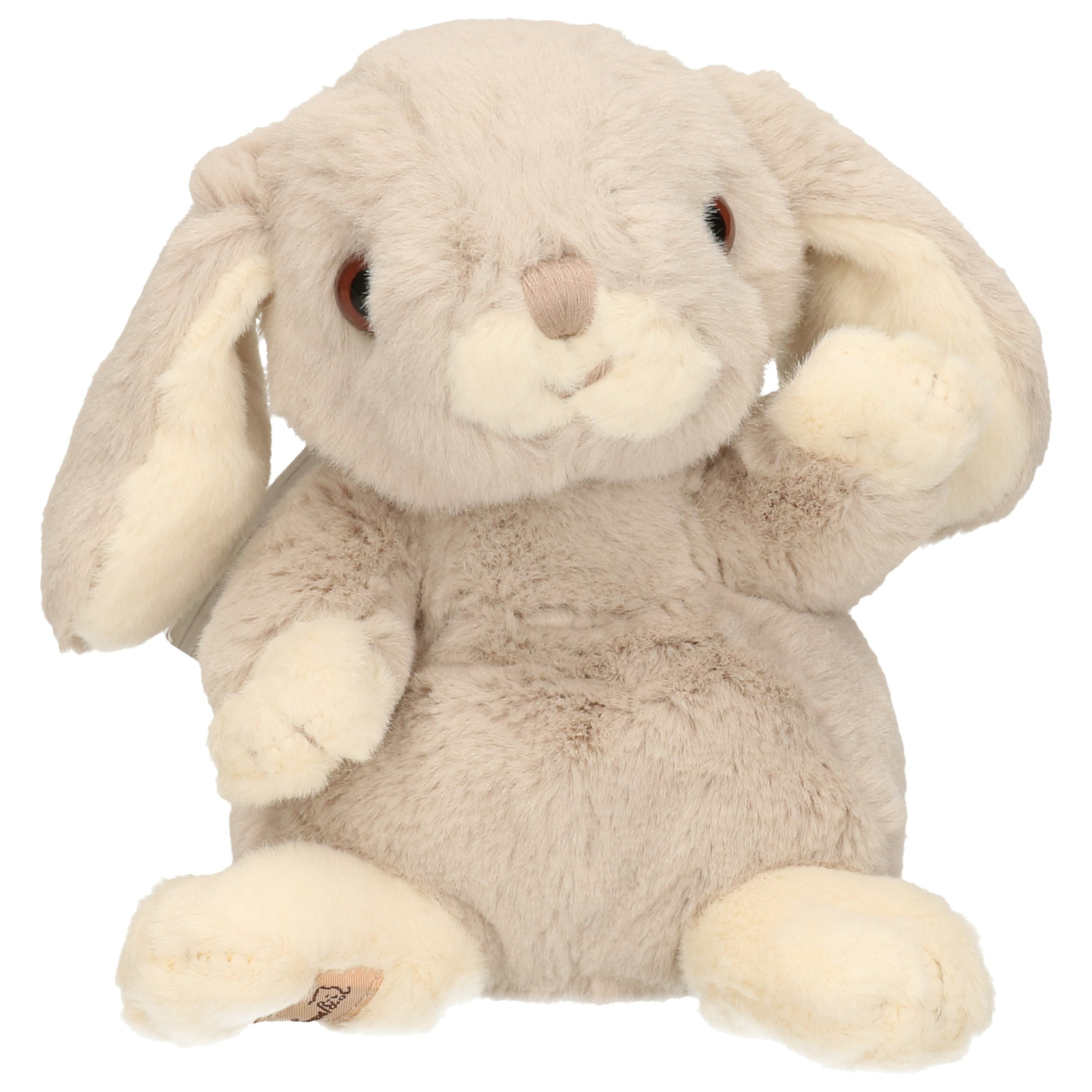 Bukowski pluche konijn knuffeldier - lichtgrijs - zittend - 15 cm - luxe knuffels -