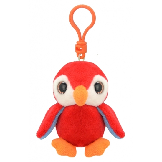 Merkloos Pluche knuffel pinguin sleutelhanger rood 9 cm -